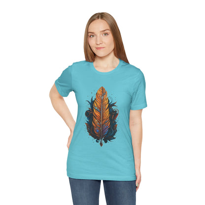 Artistic Feather T-Shirt | Unisex Short Sleeve Tee for Nature Lovers | Casual Wear, Gift for Men/Women, Boho Style, Outdoor Activities