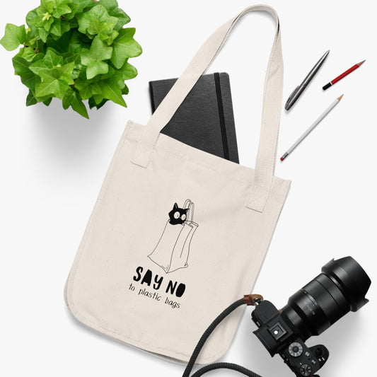 Eco-Friendly Cat Tote Bag | Say No to Plastic Bags, Reusable Grocery Bag, Cat Lover Gift, Sustainable Shopping Tote, Eco-Conscious Gift