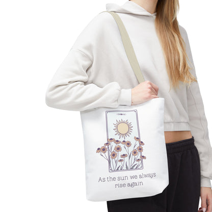 Sunrise Floral Tote Bag, Inspirational Tote, Eco-Friendly Bag, Gift for Her, Boho Style Bag, Everyday Use, Canvas Tote