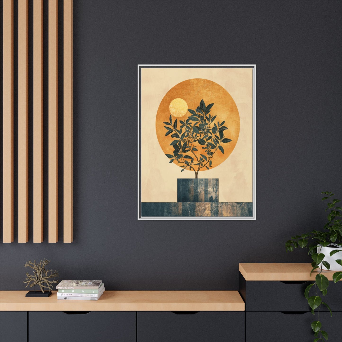 Framed Art Print of Botanical Design, Modern Wall Decor, Home Aesthetic, Gift for Art Lovers, Minimalist Artwork, Elegant Living Room Accent