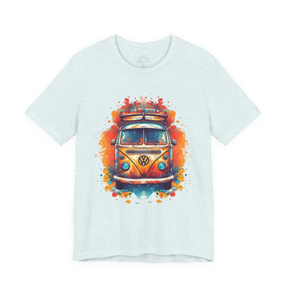 Vintage VW Bus Art Tee - Retro Van Shirt, Gift for Road Trip Lovers, Adventure Wear, Casual Summer Outing, Festival Outfit