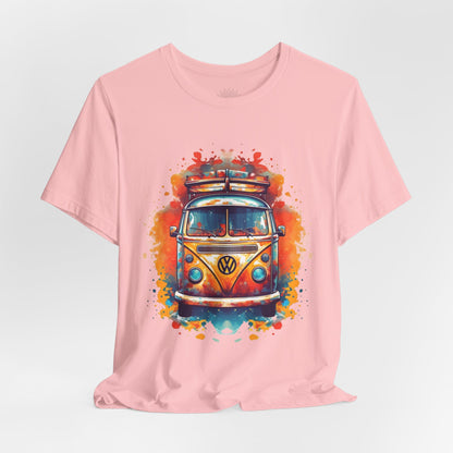 Vintage VW Bus Art Tee - Retro Van Shirt, Gift for Road Trip Lovers, Adventure Wear, Casual Summer Outing, Festival Outfit