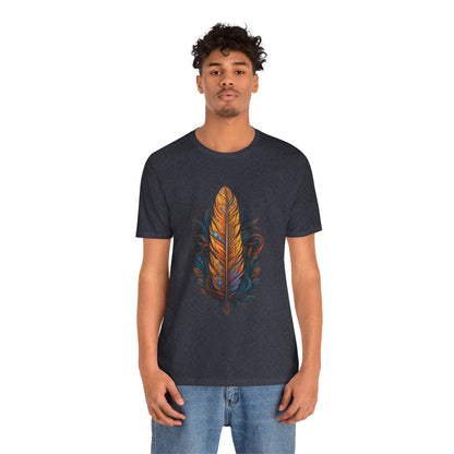 Artistic Feather T-Shirt | Unisex Short Sleeve Tee for Nature Lovers | Casual Wear, Gift for Men/Women, Boho Style, Outdoor Activities