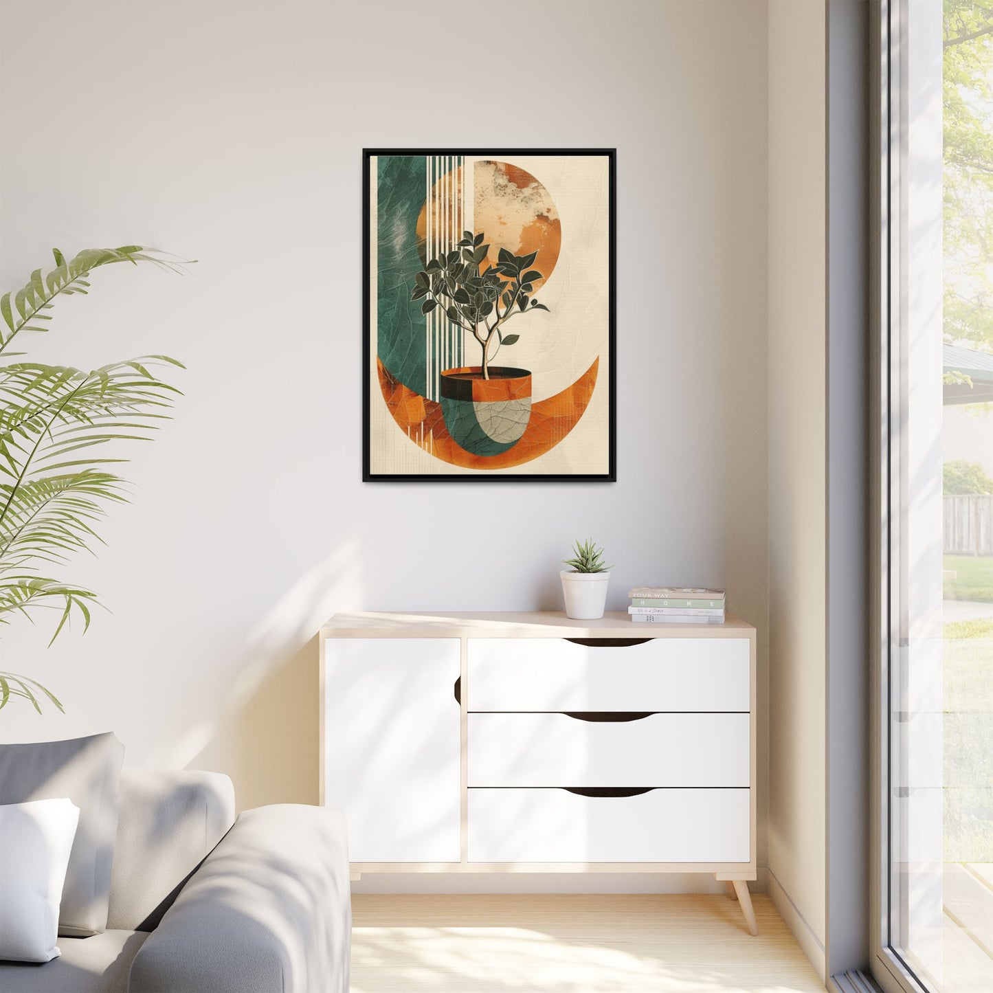 Abstract Botanical Framed Canvas Art Print, Nature Wall Decor, Home Office Wall Art, Gift for Plant Lovers, Modern Art