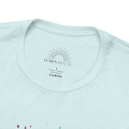 Colorful Feather Art Tee - Unisex Short Sleeve T-Shirt, Bohemian Top, Gift for Nature Lovers, Artisticwear, Casual Wear, Summer Tee