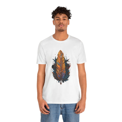 Artistic Feather T-Shirt | Unisex Short Sleeve Tee for Nature Lovers | Casual Wear, Gift for Men/Women, Boho Style, Outdoor Activities