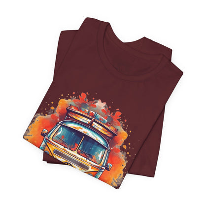 Vintage VW Bus Art Tee - Retro Van Shirt, Gift for Road Trip Lovers, Adventure Wear, Casual Summer Outing, Festival Outfit
