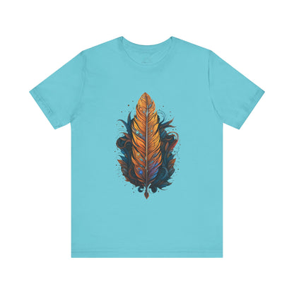 Artistic Feather T-Shirt | Unisex Short Sleeve Tee for Nature Lovers | Casual Wear, Gift for Men/Women, Boho Style, Outdoor Activities