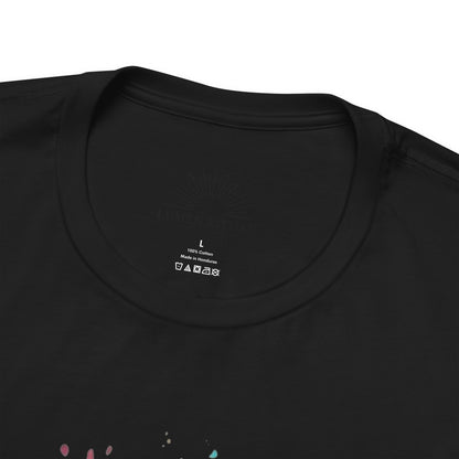 Colorful Feather Art Tee - Unisex Short Sleeve T-Shirt, Bohemian Top, Gift for Nature Lovers, Artisticwear, Casual Wear, Summer Tee