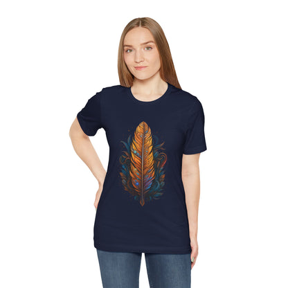 Artistic Feather T-Shirt | Unisex Short Sleeve Tee for Nature Lovers | Casual Wear, Gift for Men/Women, Boho Style, Outdoor Activities