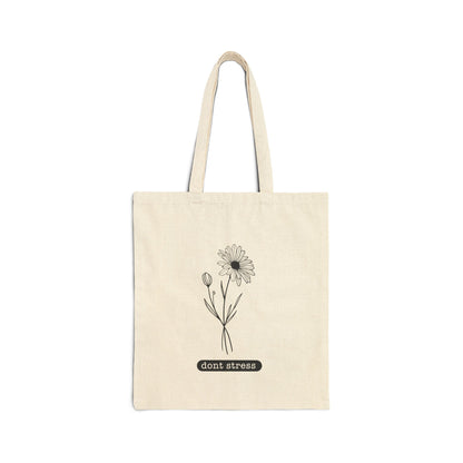 Chic Floral Tote Bag, Don't Stress Tote, Eco-Friendly Shopping Bag, Motivational Gift, Flower Print Tote, Everyday Carryall