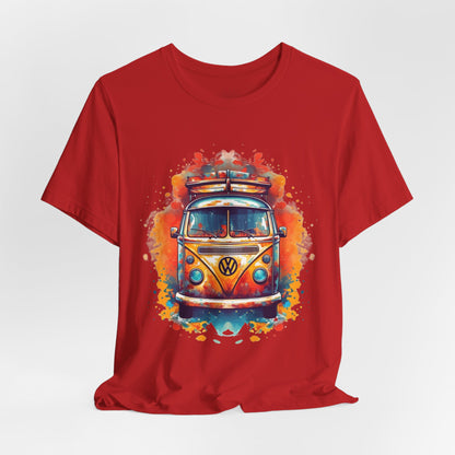 Vintage VW Bus Art Tee - Retro Van Shirt, Gift for Road Trip Lovers, Adventure Wear, Casual Summer Outing, Festival Outfit