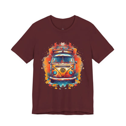 Vintage VW Bus Art Tee - Retro Van Shirt, Gift for Road Trip Lovers, Adventure Wear, Casual Summer Outing, Festival Outfit
