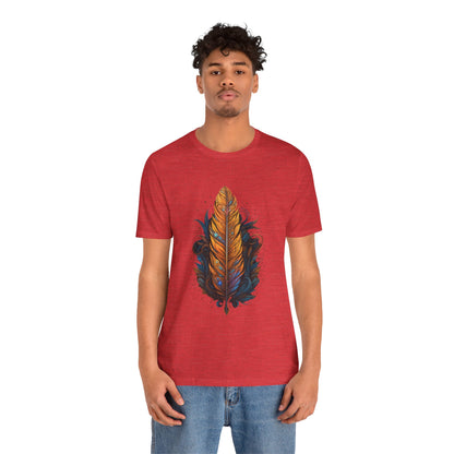 Artistic Feather T-Shirt | Unisex Short Sleeve Tee for Nature Lovers | Casual Wear, Gift for Men/Women, Boho Style, Outdoor Activities