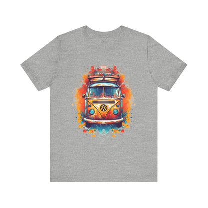 Vintage VW Bus Art Tee - Retro Van Shirt, Gift for Road Trip Lovers, Adventure Wear, Casual Summer Outing, Festival Outfit