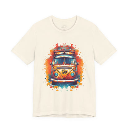 Vintage VW Bus Art Tee - Retro Van Shirt, Gift for Road Trip Lovers, Adventure Wear, Casual Summer Outing, Festival Outfit