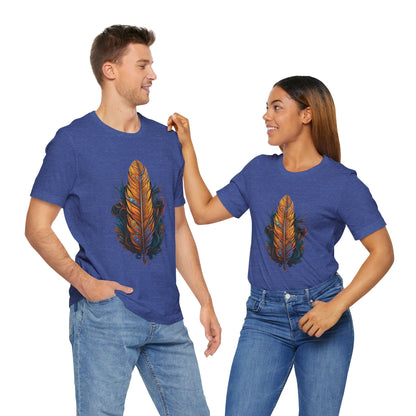 Artistic Feather T-Shirt | Unisex Short Sleeve Tee for Nature Lovers | Casual Wear, Gift for Men/Women, Boho Style, Outdoor Activities