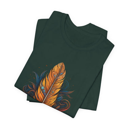 Artistic Feather T-Shirt | Unisex Short Sleeve Tee for Nature Lovers | Casual Wear, Gift for Men/Women, Boho Style, Outdoor Activities