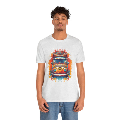 Vintage VW Bus Art Tee - Retro Van Shirt, Gift for Road Trip Lovers, Adventure Wear, Casual Summer Outing, Festival Outfit
