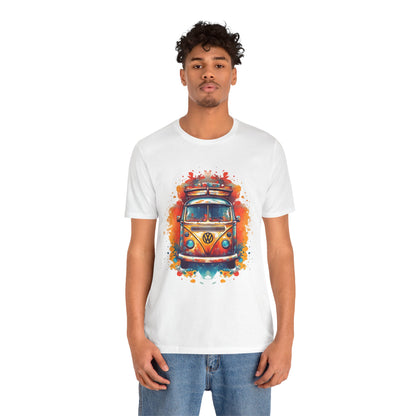 Vintage VW Bus Art Tee - Retro Van Shirt, Gift for Road Trip Lovers, Adventure Wear, Casual Summer Outing, Festival Outfit