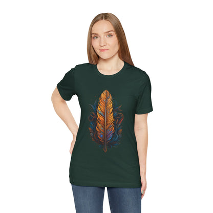 Artistic Feather T-Shirt | Unisex Short Sleeve Tee for Nature Lovers | Casual Wear, Gift for Men/Women, Boho Style, Outdoor Activities