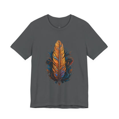 Artistic Feather T-Shirt | Unisex Short Sleeve Tee for Nature Lovers | Casual Wear, Gift for Men/Women, Boho Style, Outdoor Activities