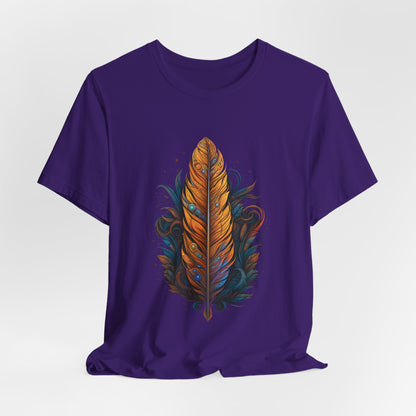 Artistic Feather T-Shirt | Unisex Short Sleeve Tee for Nature Lovers | Casual Wear, Gift for Men/Women, Boho Style, Outdoor Activities