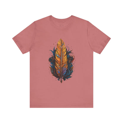 Artistic Feather T-Shirt | Unisex Short Sleeve Tee for Nature Lovers | Casual Wear, Gift for Men/Women, Boho Style, Outdoor Activities