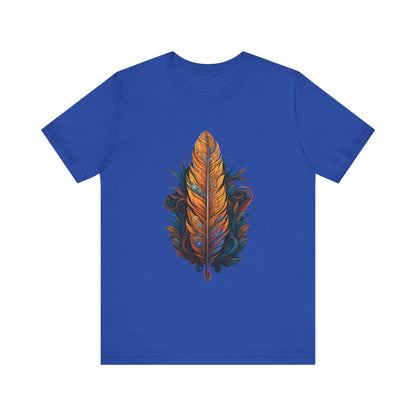 Artistic Feather T-Shirt | Unisex Short Sleeve Tee for Nature Lovers | Casual Wear, Gift for Men/Women, Boho Style, Outdoor Activities