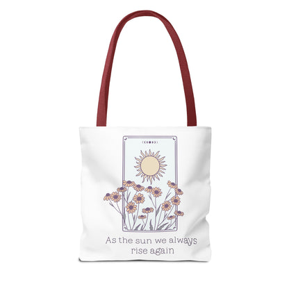 Sunrise Floral Tote Bag, Inspirational Tote, Eco-Friendly Bag, Gift for Her, Boho Style Bag, Everyday Use, Canvas Tote