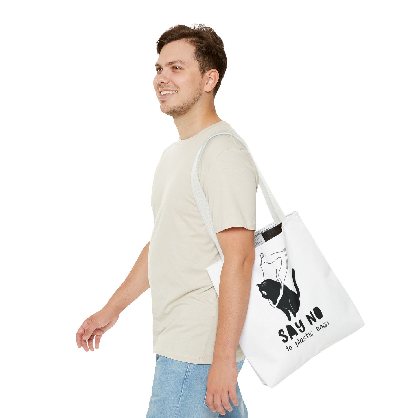 Eco-Friendly Cat Lover Tote Bag | Say No to Plastic Bags, Reusable Shopping Bag, Gift for Cat Lovers, Sustainable Fashion, Cute Cat Design