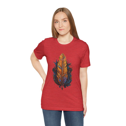 Artistic Feather T-Shirt | Unisex Short Sleeve Tee for Nature Lovers | Casual Wear, Gift for Men/Women, Boho Style, Outdoor Activities