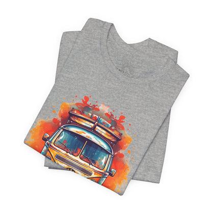 Vintage VW Bus Art Tee - Retro Van Shirt, Gift for Road Trip Lovers, Adventure Wear, Casual Summer Outing, Festival Outfit