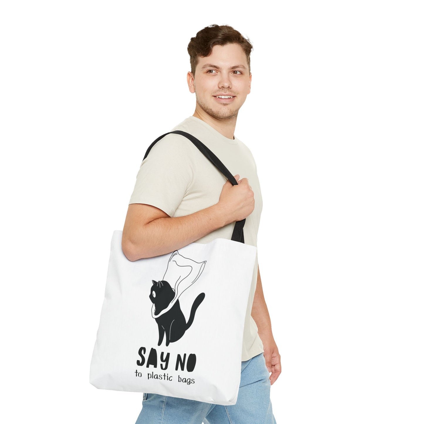 Eco-Friendly Cat Lover Tote Bag | Say No to Plastic Bags, Reusable Shopping Bag, Gift for Cat Lovers, Sustainable Fashion, Cute Cat Design