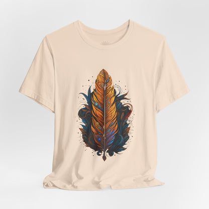 Artistic Feather T-Shirt | Unisex Short Sleeve Tee for Nature Lovers | Casual Wear, Gift for Men/Women, Boho Style, Outdoor Activities