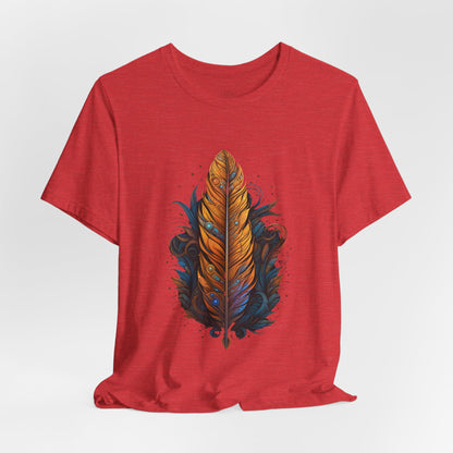 Artistic Feather T-Shirt | Unisex Short Sleeve Tee for Nature Lovers | Casual Wear, Gift for Men/Women, Boho Style, Outdoor Activities