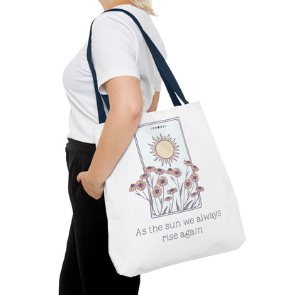 Sunrise Floral Tote Bag, Inspirational Tote, Eco-Friendly Bag, Gift for Her, Boho Style Bag, Everyday Use, Canvas Tote