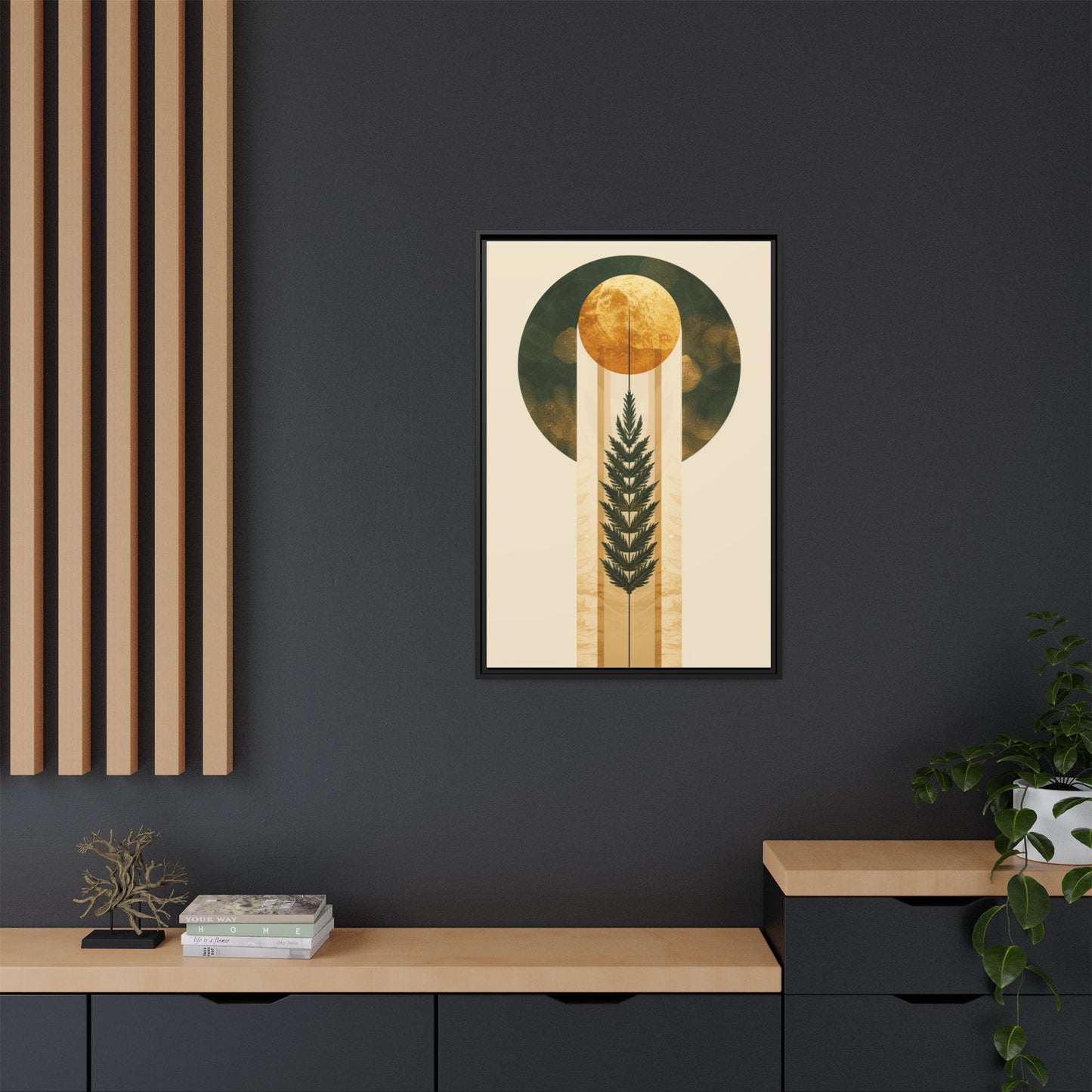 Framed Matte Canvas Art Print, Bohemian Wall Decor, Nature-Inspired Home Art, Botanical Print for Living Room, Gift for Art Lovers