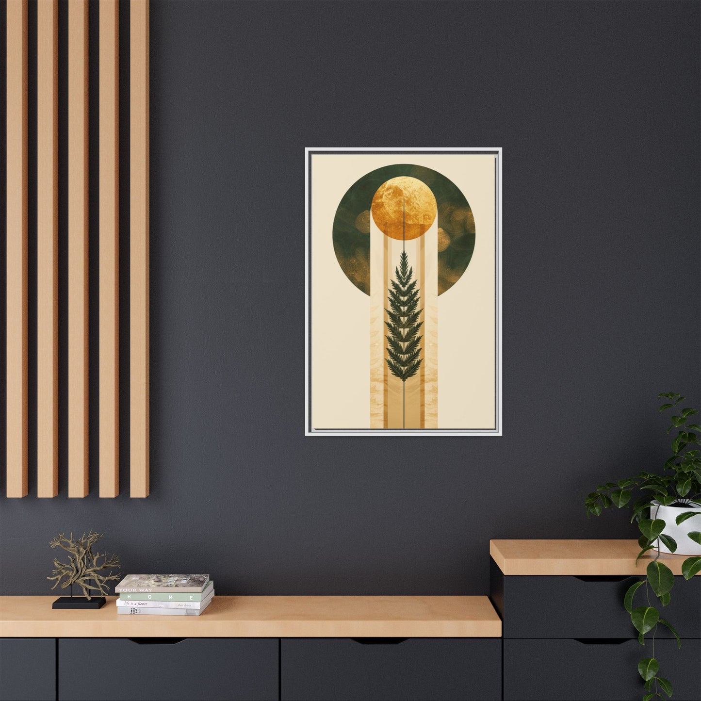 Framed Matte Canvas Art Print, Bohemian Wall Decor, Nature-Inspired Home Art, Botanical Print for Living Room, Gift for Art Lovers