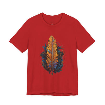 Artistic Feather T-Shirt | Unisex Short Sleeve Tee for Nature Lovers | Casual Wear, Gift for Men/Women, Boho Style, Outdoor Activities