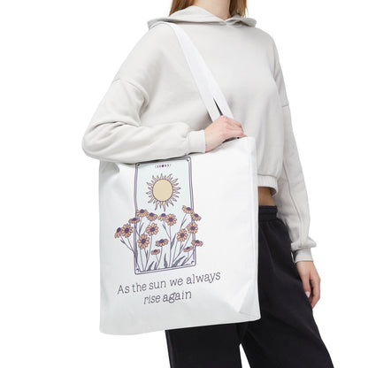 Sunrise Floral Tote Bag, Inspirational Tote, Eco-Friendly Bag, Gift for Her, Boho Style Bag, Everyday Use, Canvas Tote