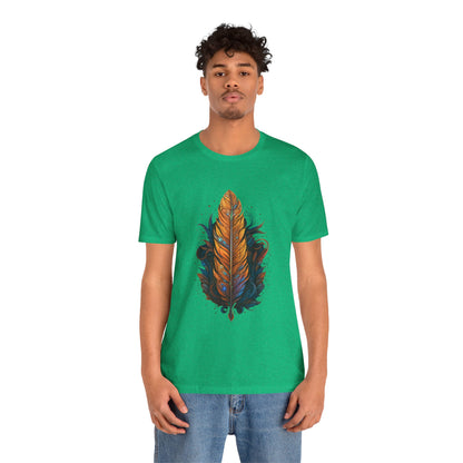 Artistic Feather T-Shirt | Unisex Short Sleeve Tee for Nature Lovers | Casual Wear, Gift for Men/Women, Boho Style, Outdoor Activities