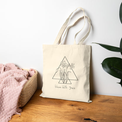 Bloom with Grace Tote Bag | Eco-Friendly Canvas Bag for Shopping, Beach, Gifts, or Everyday Use