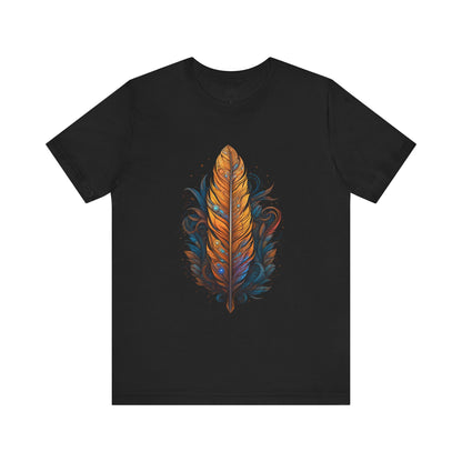 Artistic Feather T-Shirt | Unisex Short Sleeve Tee for Nature Lovers | Casual Wear, Gift for Men/Women, Boho Style, Outdoor Activities