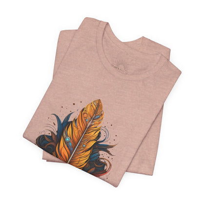 Artistic Feather T-Shirt | Unisex Short Sleeve Tee for Nature Lovers | Casual Wear, Gift for Men/Women, Boho Style, Outdoor Activities
