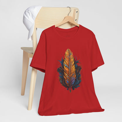 Artistic Feather T-Shirt | Unisex Short Sleeve Tee for Nature Lovers | Casual Wear, Gift for Men/Women, Boho Style, Outdoor Activities