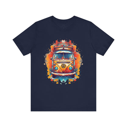 Vintage VW Bus Art Tee - Retro Van Shirt, Gift for Road Trip Lovers, Adventure Wear, Casual Summer Outing, Festival Outfit