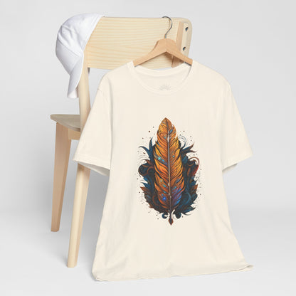 Artistic Feather T-Shirt | Unisex Short Sleeve Tee for Nature Lovers | Casual Wear, Gift for Men/Women, Boho Style, Outdoor Activities