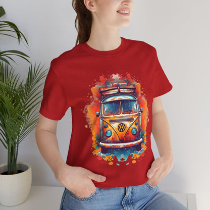 Vintage VW Bus Art Tee - Retro Van Shirt, Gift for Road Trip Lovers, Adventure Wear, Casual Summer Outing, Festival Outfit