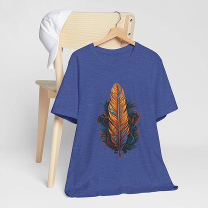 Artistic Feather T-Shirt | Unisex Short Sleeve Tee for Nature Lovers | Casual Wear, Gift for Men/Women, Boho Style, Outdoor Activities